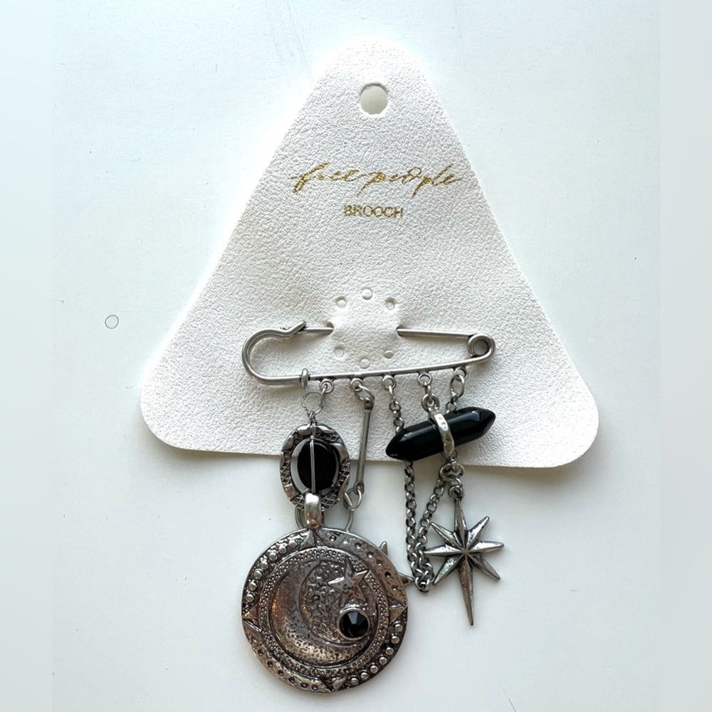 Free People carry on dangle pin Silver Celestial Charm Brooch - Picture 5 of 5